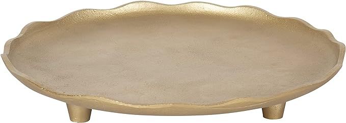 Kate and Laurel Alessia Modern Decorative Scalloped Round Footed Metal Tray, 16 Inch Diameter, Go... | Amazon (US)