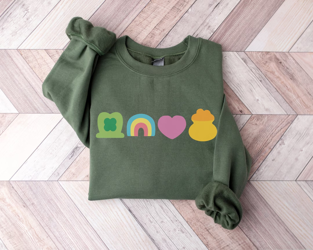 St Patrick's Day Sweatshirt, Lucky Charm Sweatshirt, St Patricks Day Shirt, Shamrock Shirt, Rainb... | Etsy (US)