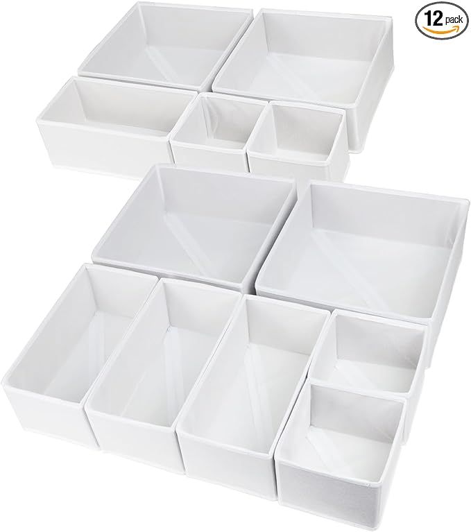 12 Pack Drawer Organizers for Clothing, Foldable Clothes Drawer Organizer for Underwear, Folded C... | Amazon (US)