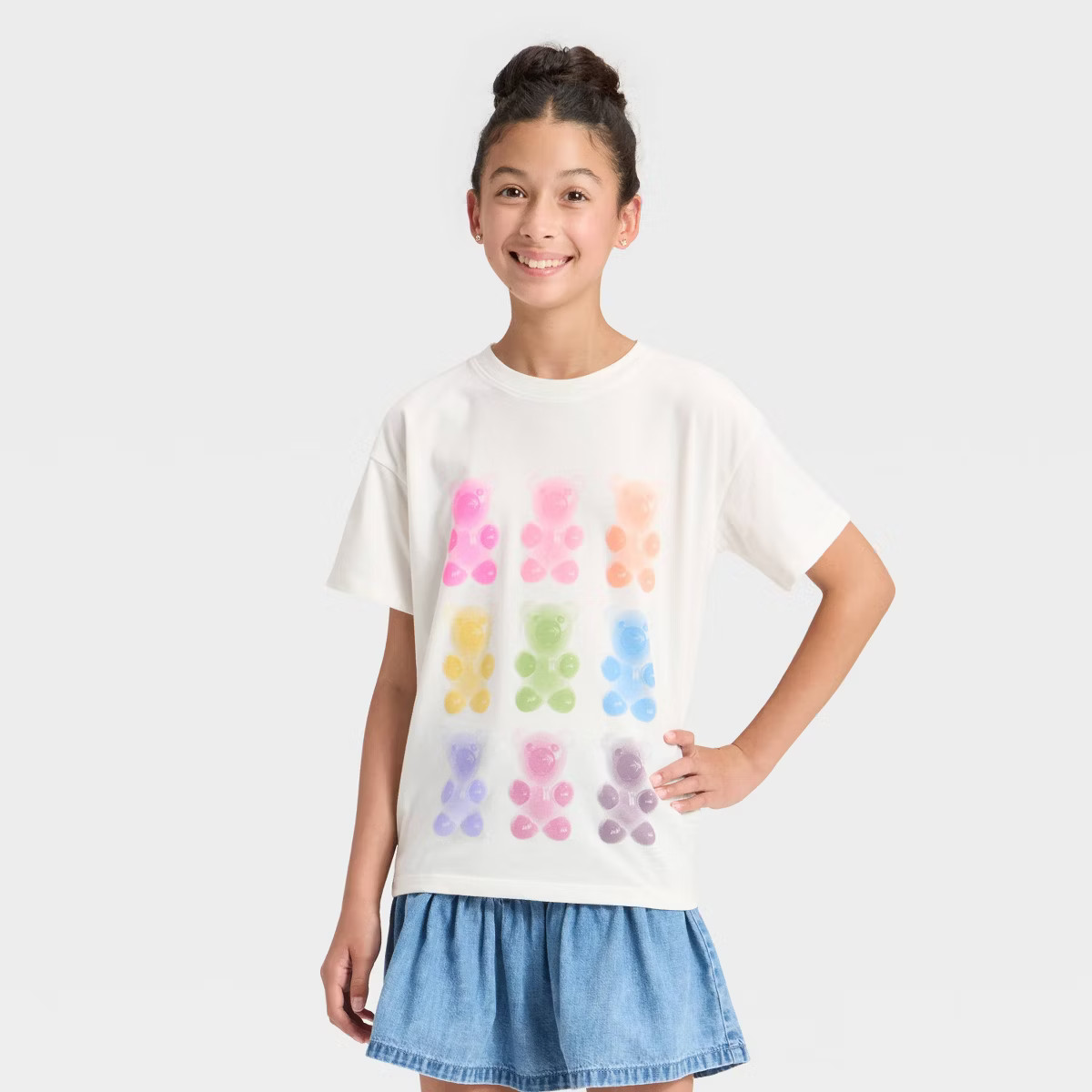Girls' Short Sleeve Oversized Gummy Bears Graphic T-Shirt - Cat & Jack™ Cream | Target