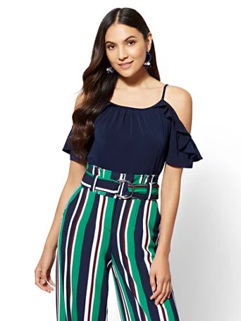 7th Avenue - Ruffled Cold-Shoulder Top | New York & Company