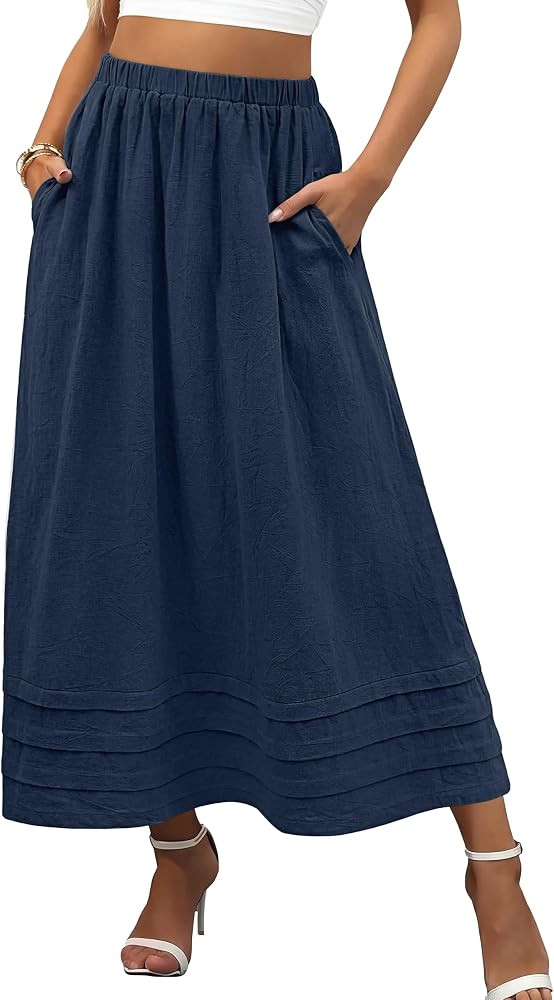 ANRABESS Womens Maxi Skirt 2026 Summer Boho Flowy Tiered Casual Elastic High Waisted Swing A-line... | Amazon (US)