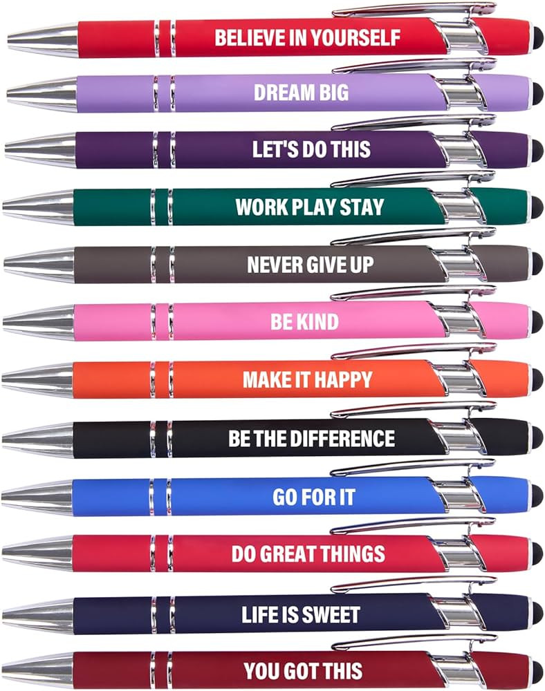 Funny Pens, 12 Pcs Pens Fine Point Smooth Writing Pens, Inspirational Ballpoint Pens with Screens... | Amazon (US)