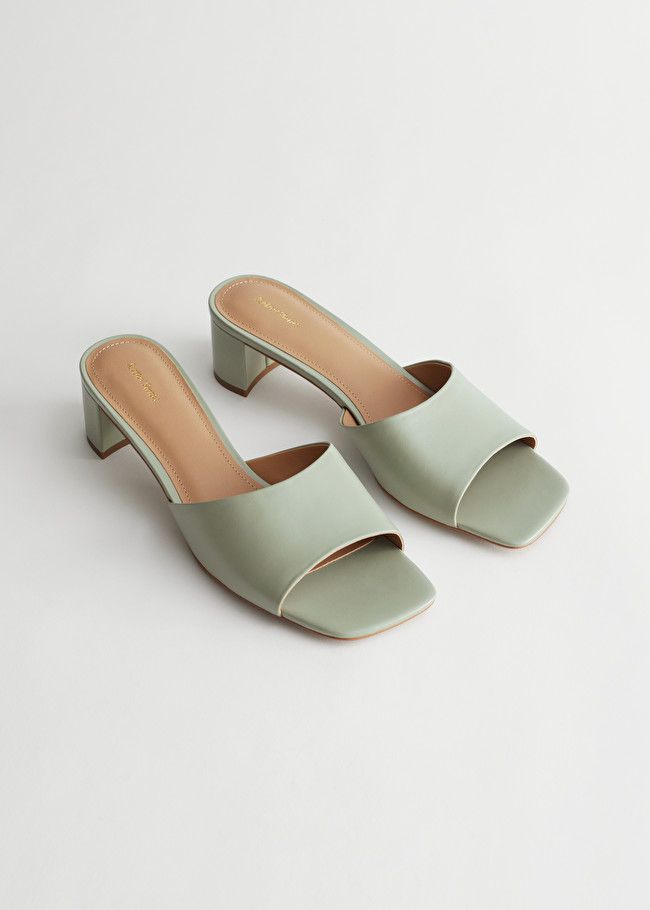 Heeled Leather Square Toe Sandal | & Other Stories (EU + UK)