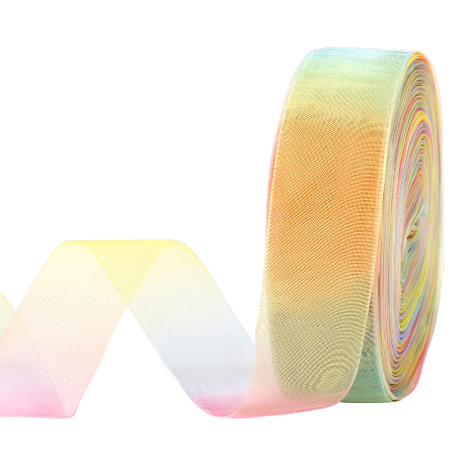 MOLSHINE 50yd Sheer Organza Ribbon, Premium Quality Shimmer Ribbons, Chiffon Band - Rainbow Seven... | Amazon (US)