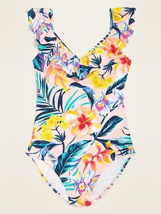 Ruffled Off-the-Shoulder One-Piece Swimsuit for Women | Old Navy (US)