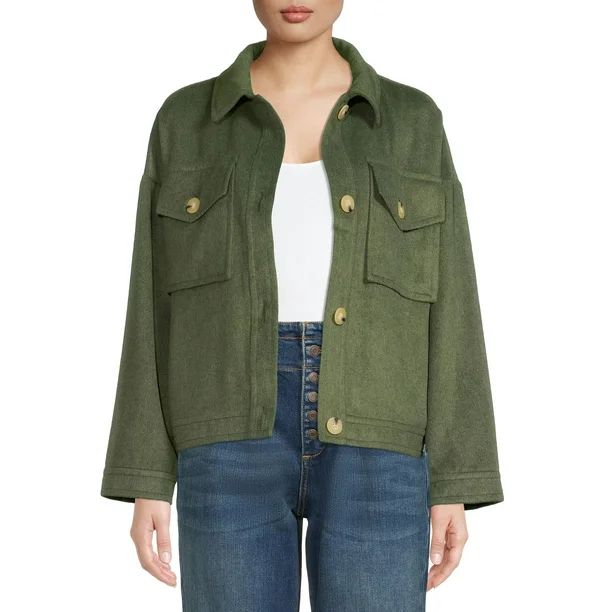 Time and Tru Women's Shirt Jacket - Walmart.com | Walmart (US)