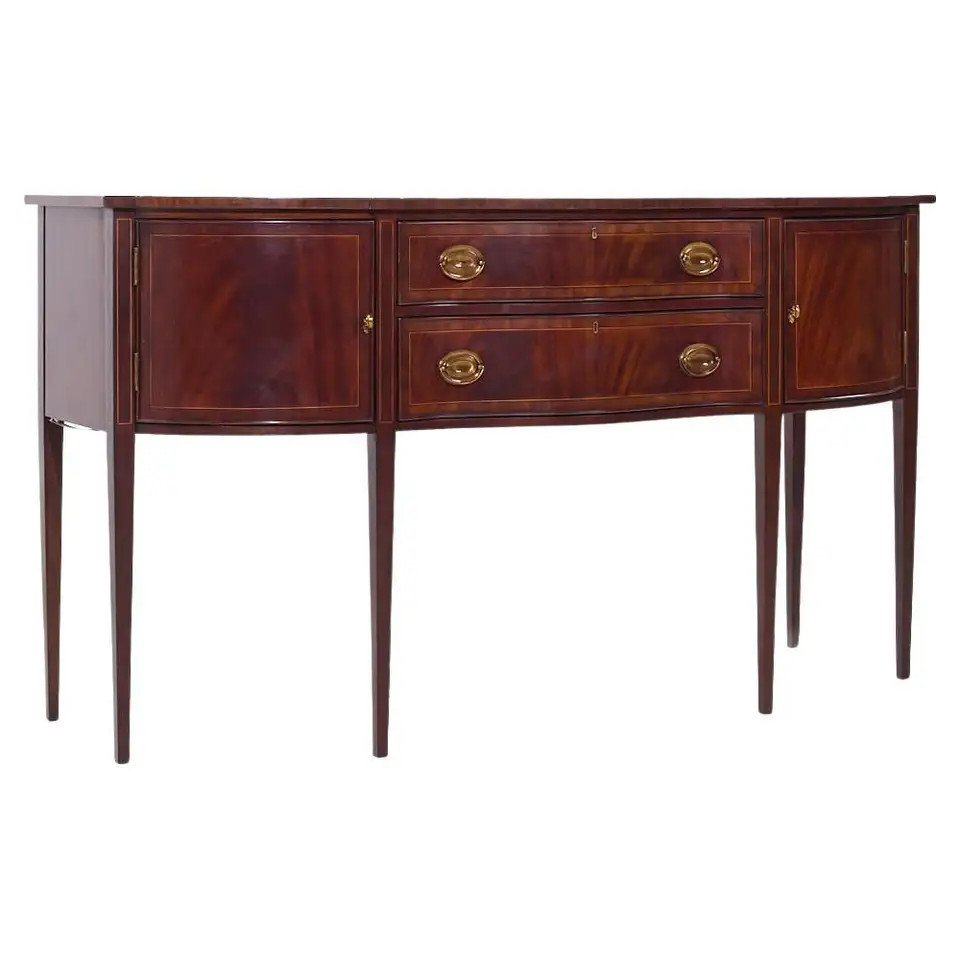 Henkel Harris Hepplewhite Style Mid Century Inlaid Mahogany Sideboard | 1stDibs