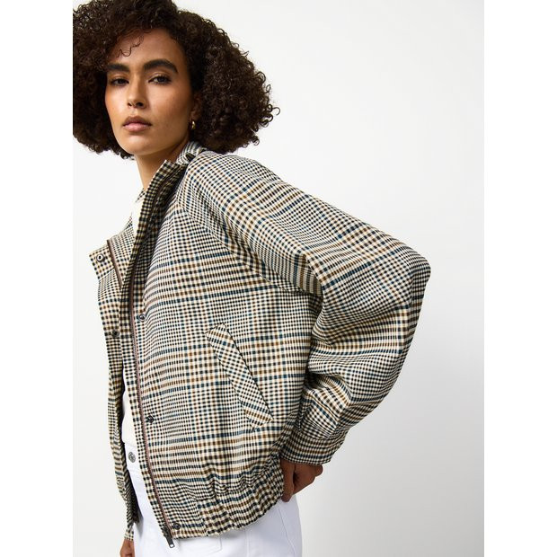 Buy Neutral Check Print Funnel Neckline Bomber Jacket 12 | Jackets | Tu | Tu Clothing