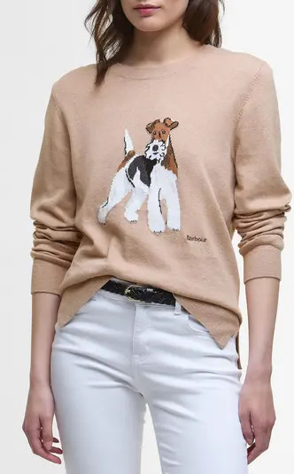 Barbour Airedale Dog Intarsia Cotton & Cashmere Crewneck Sweater | Nordstrom | Nordstrom
