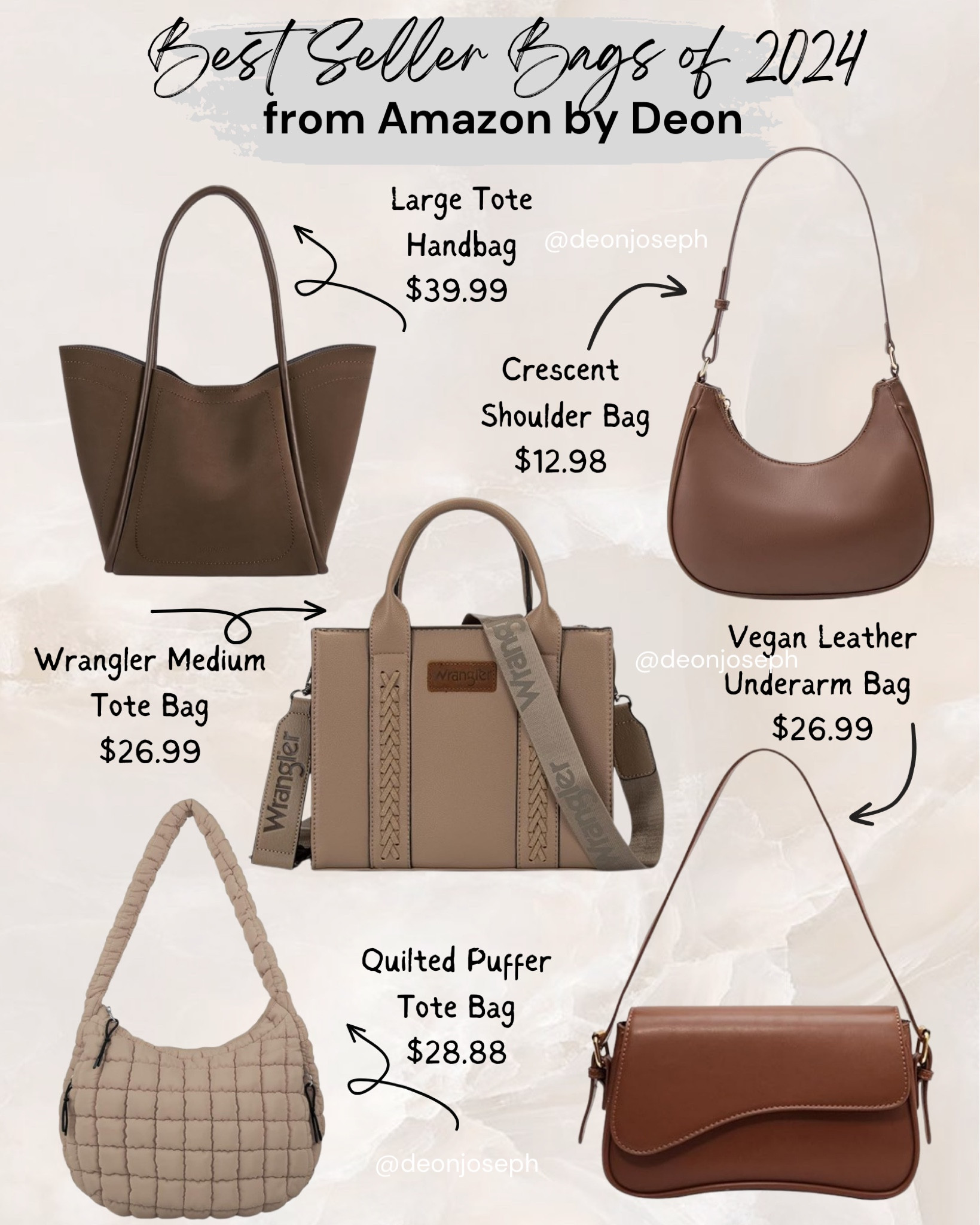 Recap of the best seller bags from Amazon this 2024. 

#LTKSeasonal #LTKFindsUnder100 #LTKSaleAlert