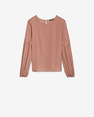 Satin Lace Sleeve Top | Express