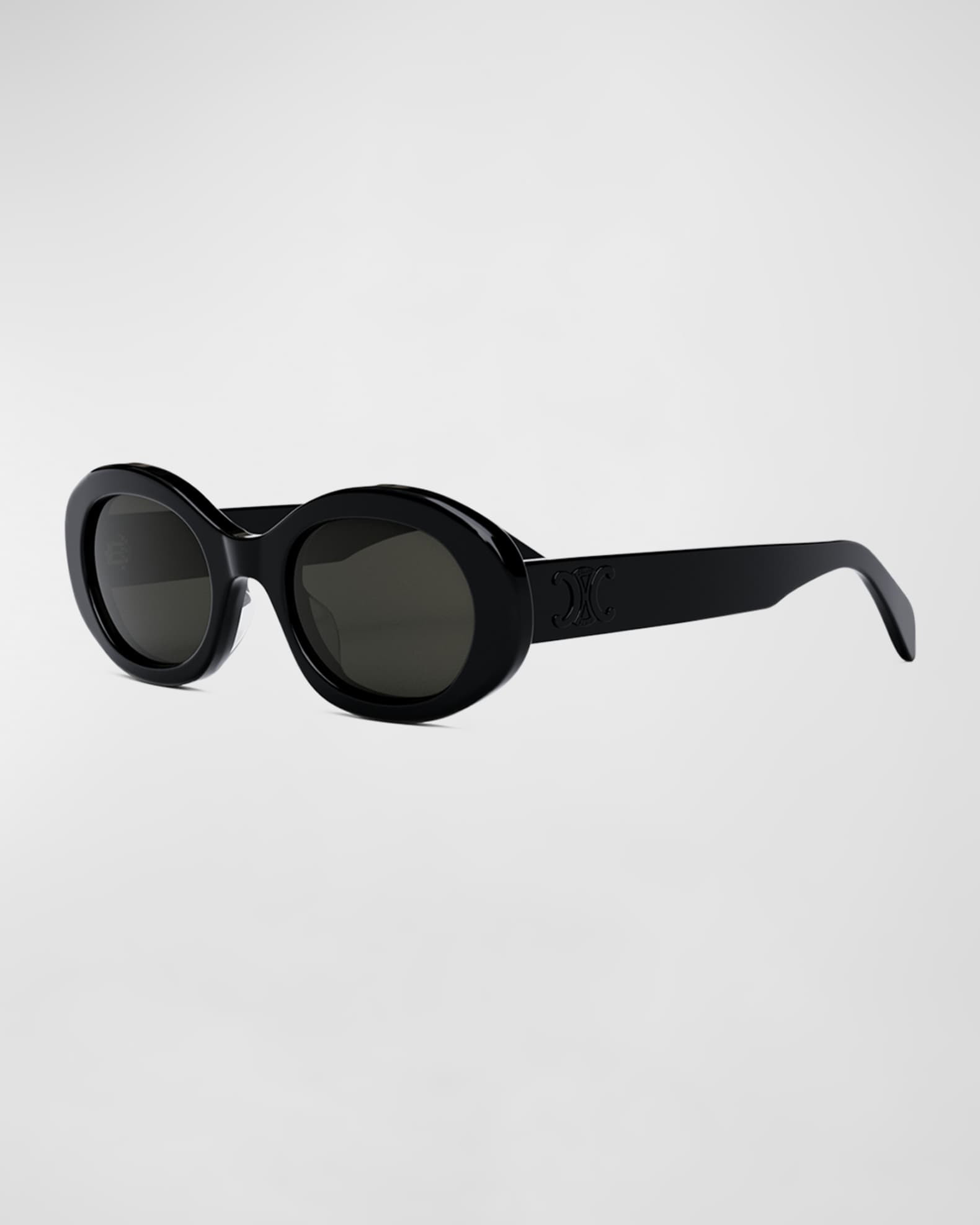 Celine Triomphe Logo Oval Acetate Sunglasses | Neiman Marcus