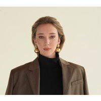 Big Ball Earrings Chunky Gold Oversized Silver Modern Chic Bold Minimalist Vintage Designer Retro | Etsy (US)