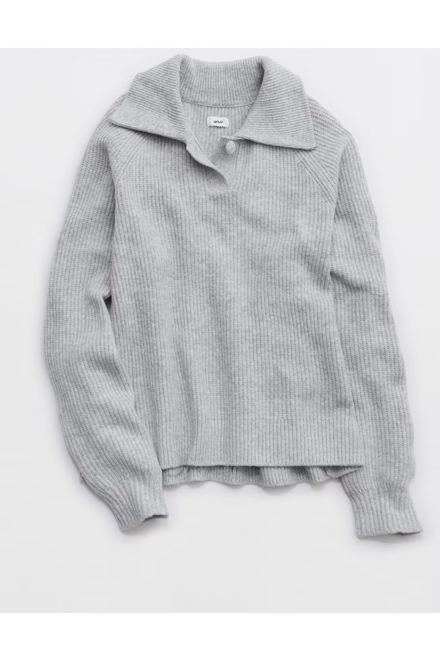 Aerie Classic Quarter Button Sweater Women's Medium Heather Gray XS | American Eagle Outfitters (US & CA)