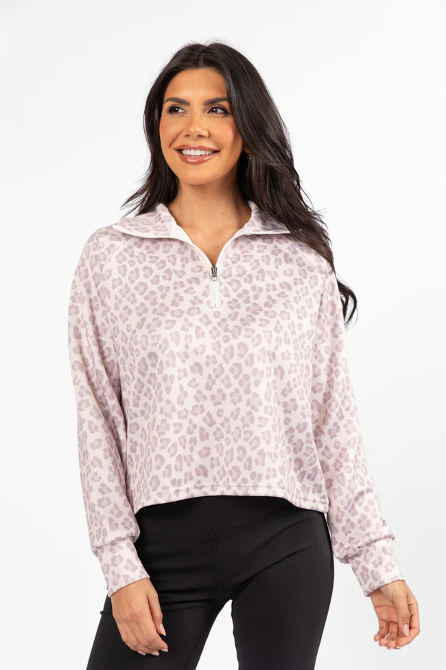 Change Of Heart Leopard Print Quarter Zip Pullover SALE | Pink Lily