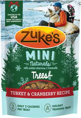 Zuke's Mini Naturals Holiday Trees Turkey & Cranberry Recipe Dog Treats, 5-oz bag | Chewy