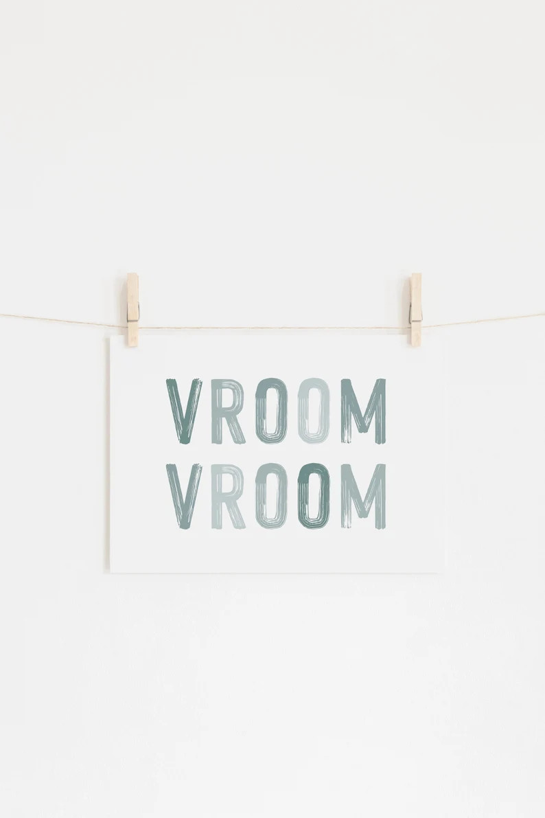 DIGITAL DOWNLOAD • Vroom Vroom Nursery Decor Cars • Boys Room Wall Decor Blue • Toddler Roo... | Etsy (US)