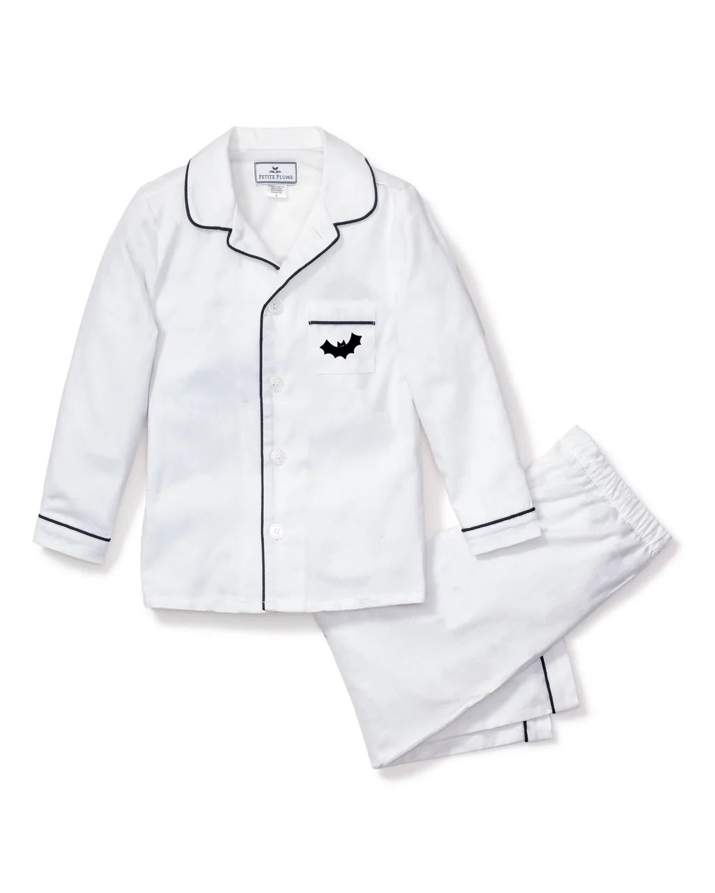 Halloween Limited Edition - White Pajama Sets with Bat Embroidery | Petite Plume