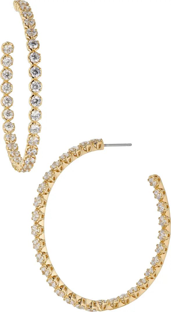 Nadri Large Cleo Cubic Zirconia Inside Out Hoop Earrings | Nordstrom | Nordstrom