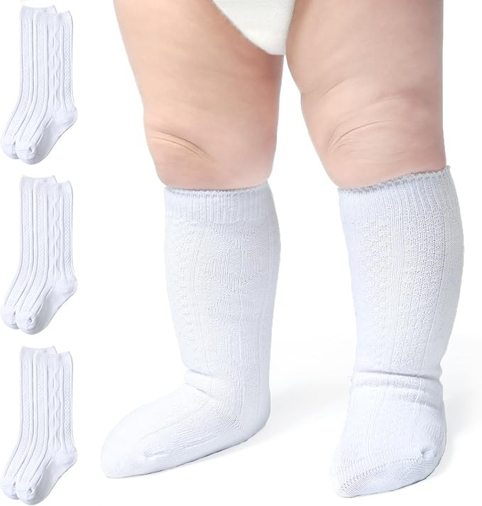 Baby Knee High Socks Girls Newborn Socks Boys Infant Tube Socks Cable Knit Knee High Stockings 0-... | Amazon (US)