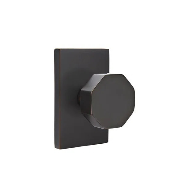 5112OCTUS19 Passage Octagon Knob with Modern Rectangular Rose | Wayfair North America