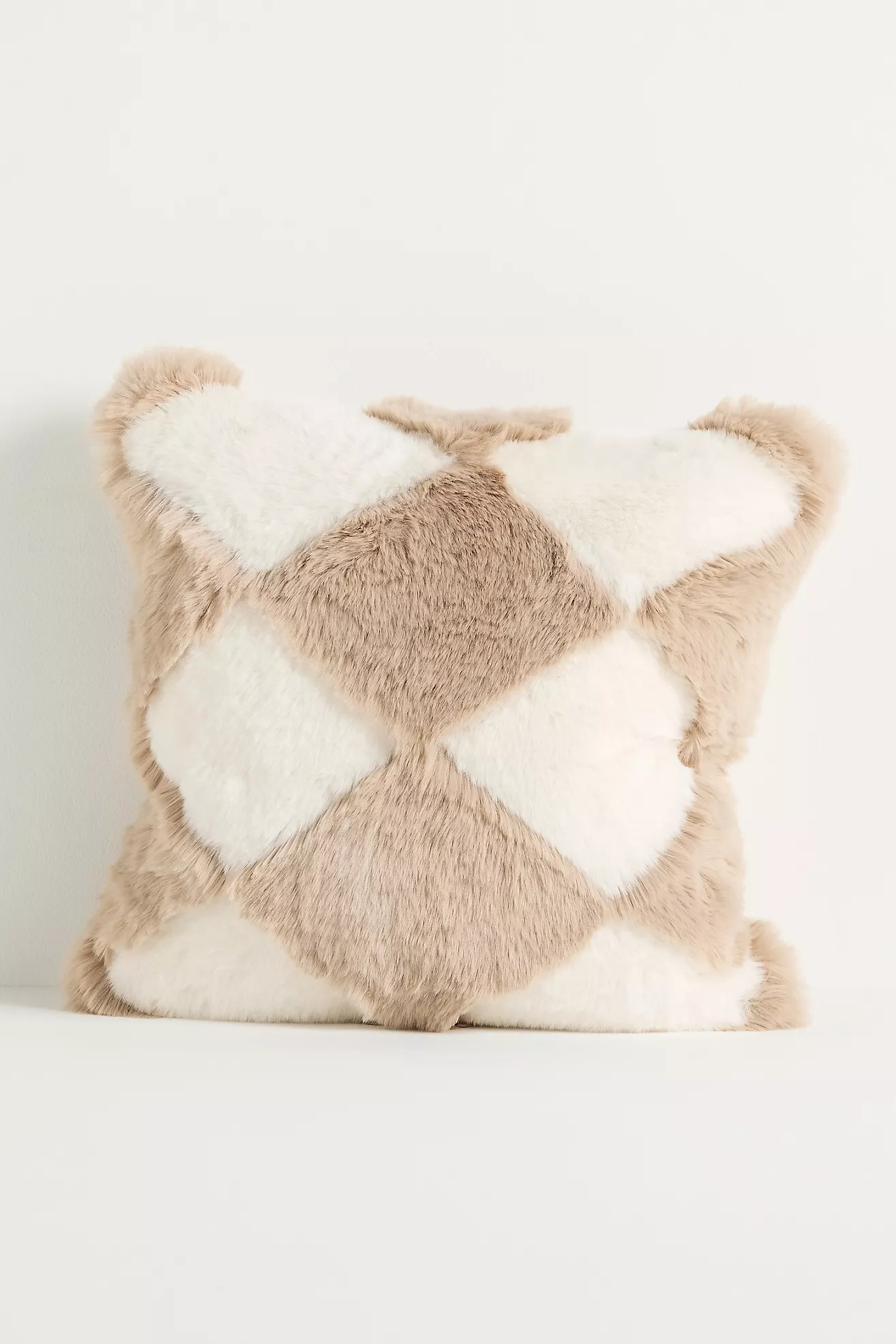 Chella Checkered Faux-Fur Pillow | Anthropologie (US)