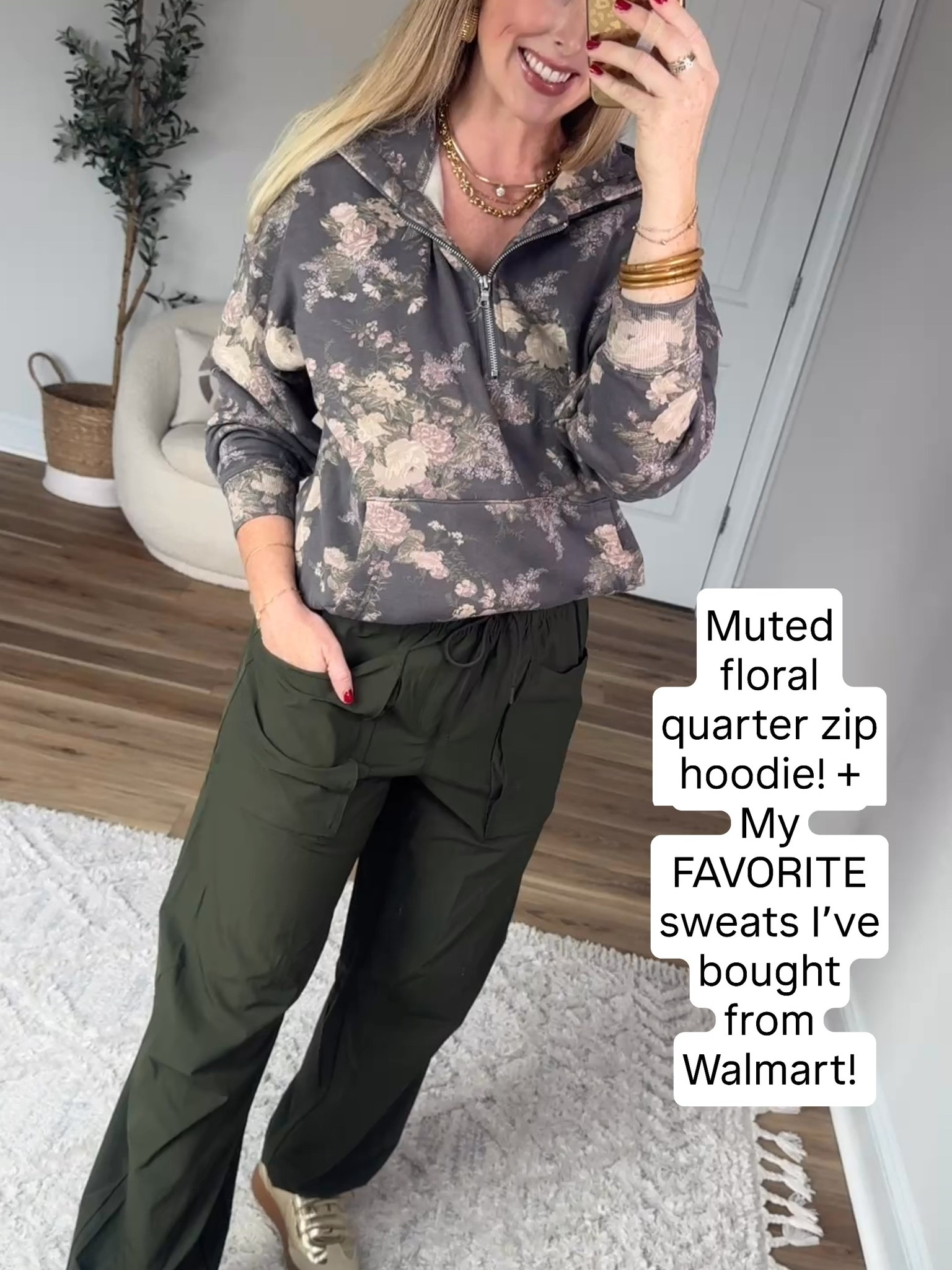 Floral sweatshirt and front pocket sweats from Walmart

#LTKmomlife