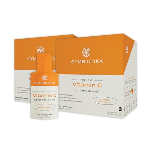 CYMBIOTIKA Vitamin C Individual Packets, Liposomal Delivery, 1000mg, Supplement for Immune Support, Collagen Boost, & Healthy Aging, Skin Hydration Packets, Citrus Vanilla Flavor, 2 Month Supply | Amazon (US)