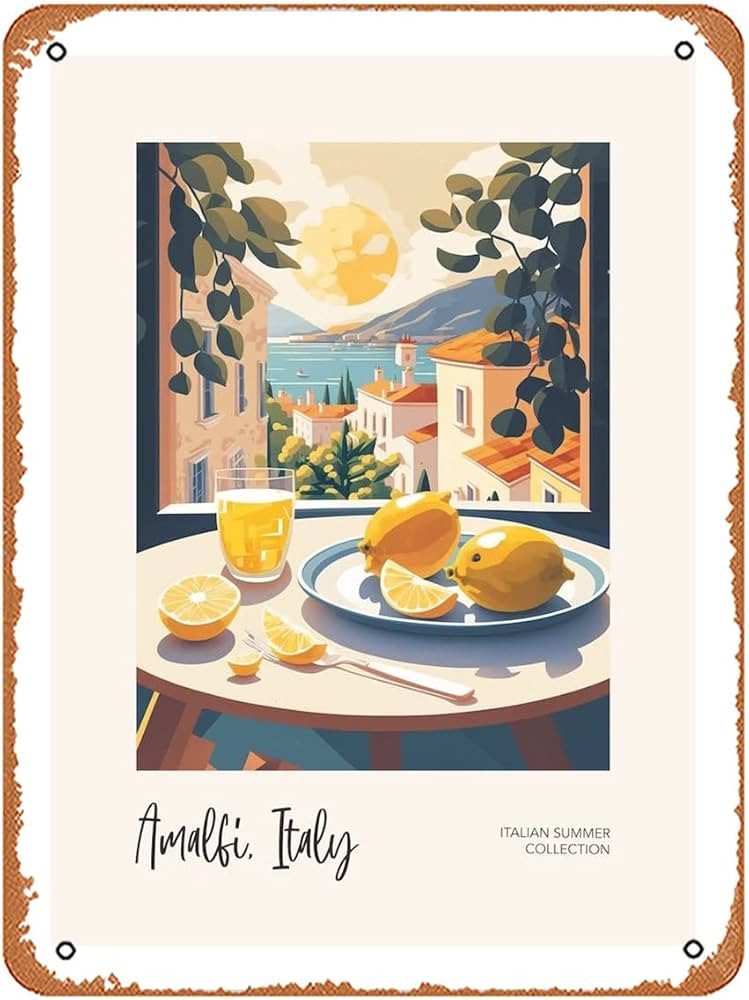 Amalfi, Italy Lemons 12 Italian Summer Collection Art Print - Vintage Poster 8x12 Inches Retro Vi... | Amazon (US)
