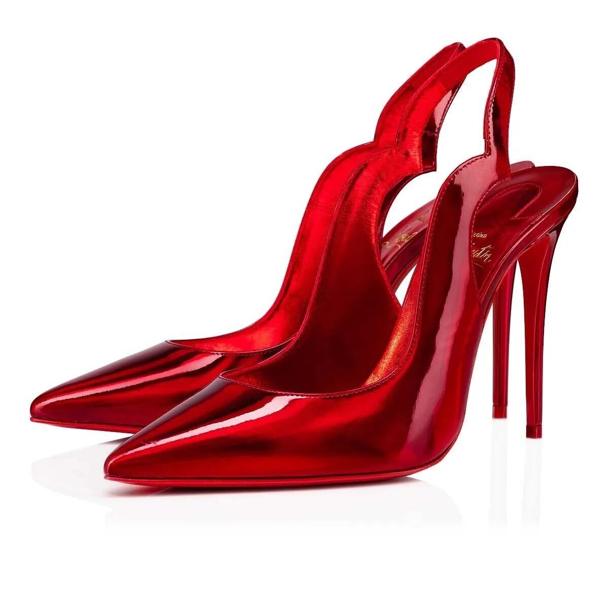 Christian Louboutin Hot Chick Sling 100 Red Loubi Patent Slingback Heel Pump 38  | eBay | eBay US