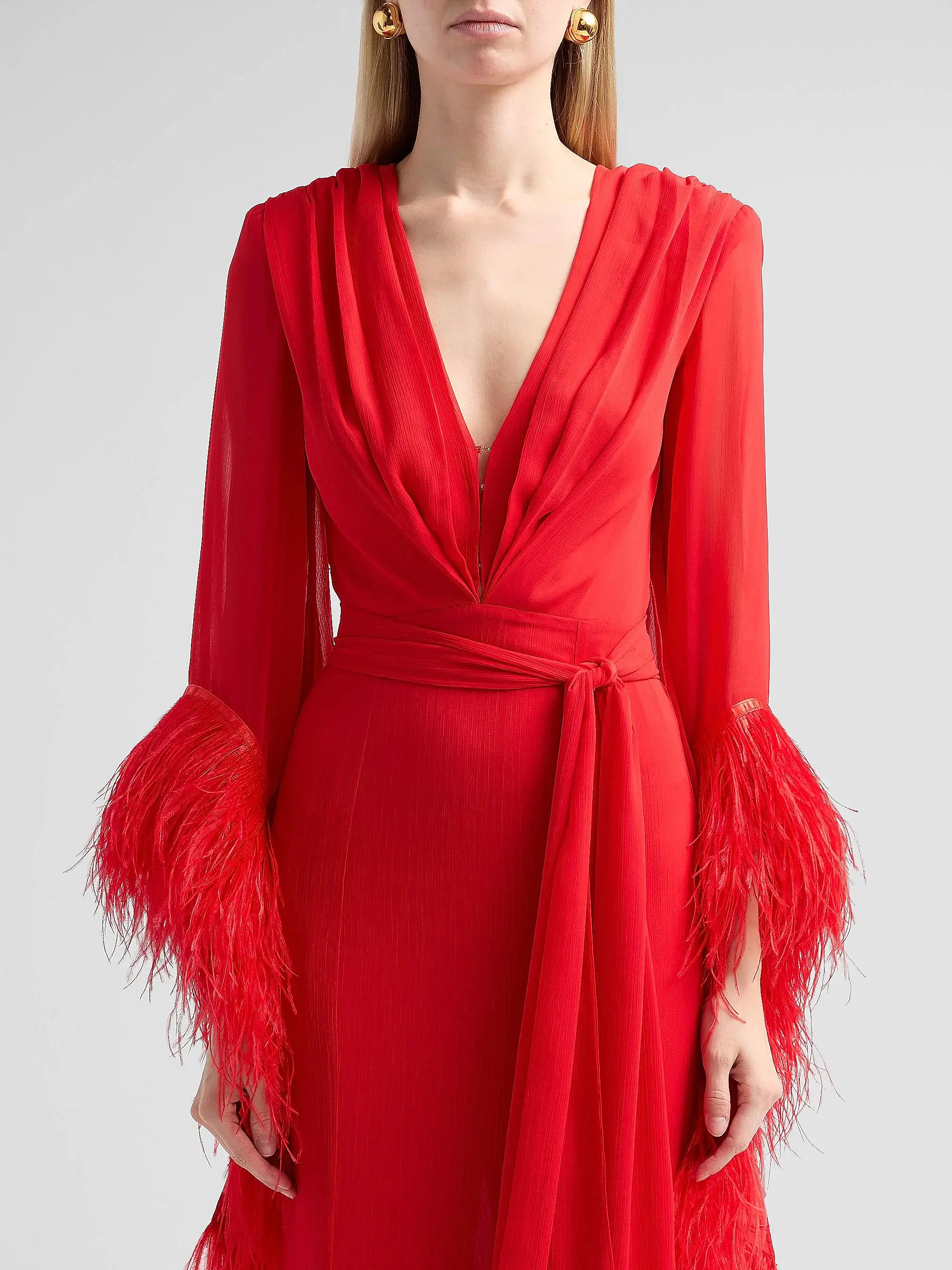Bronx Banco Geisha Ostrich Feather-Trim Gown | Saks Fifth Avenue | Saks Fifth Avenue