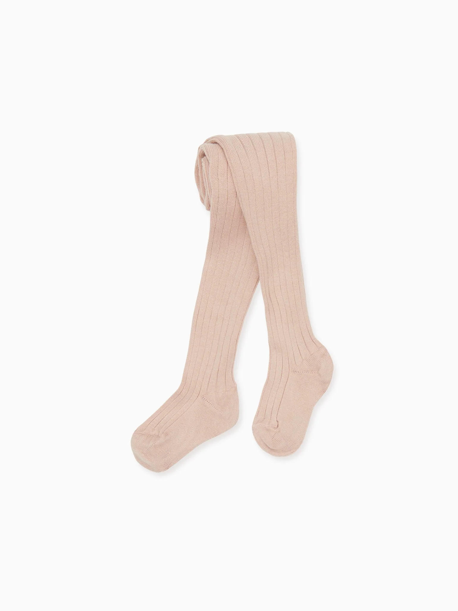 Pale Pink Ribbed Girl Tights | La Coqueta (US)