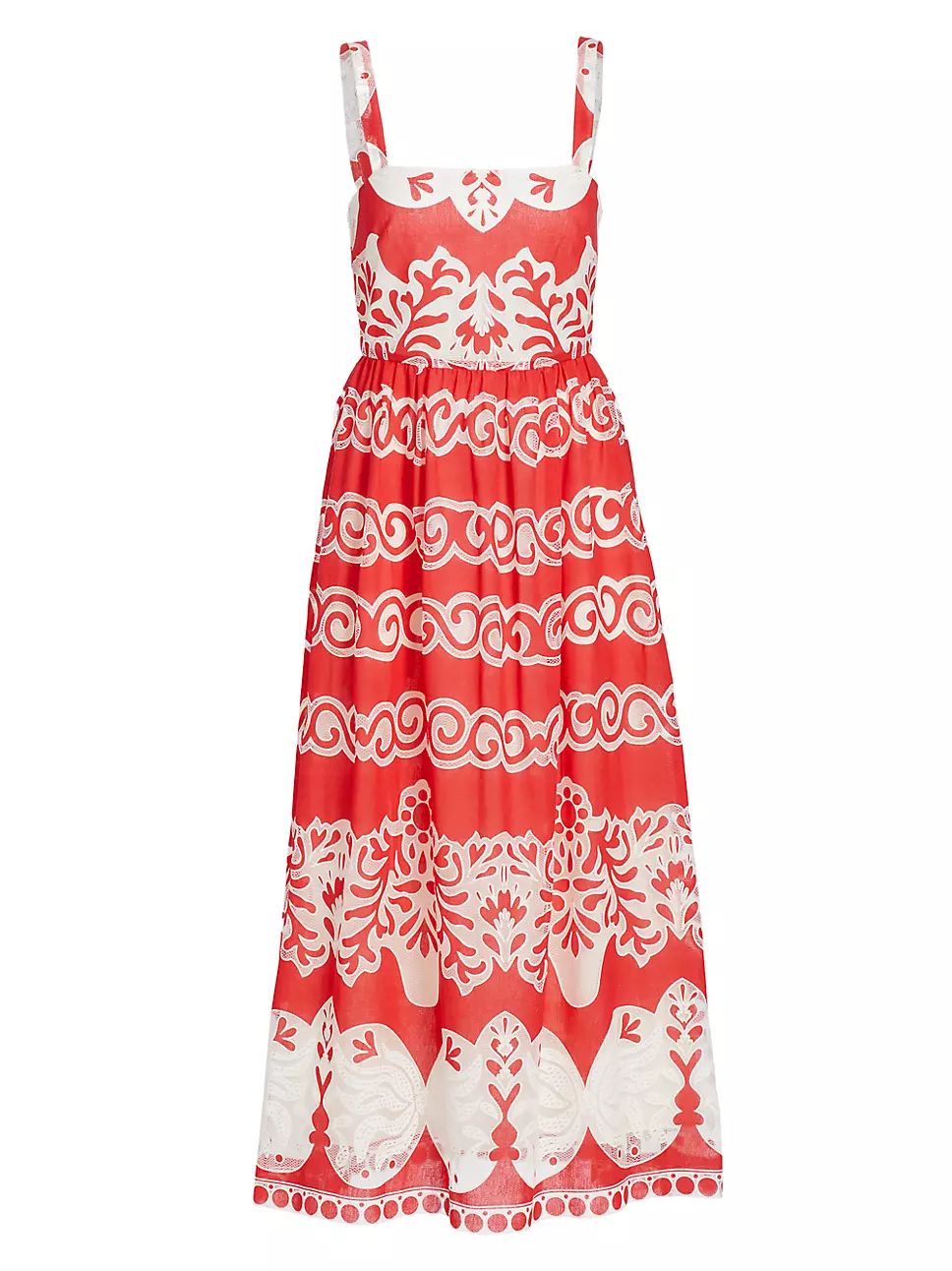 Borgo de Nor Ninet Lace-Embroidered Midi-Dress | Saks Fifth Avenue | Saks Fifth Avenue