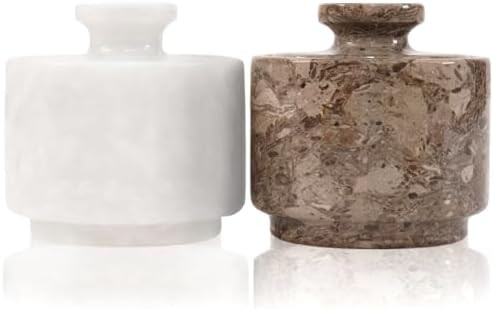 MARBLOUS KRAFTS Marble Salt Cellar with Lid 3" White and Oceanic Celtic Salt & Pepper Containers,... | Amazon (US)