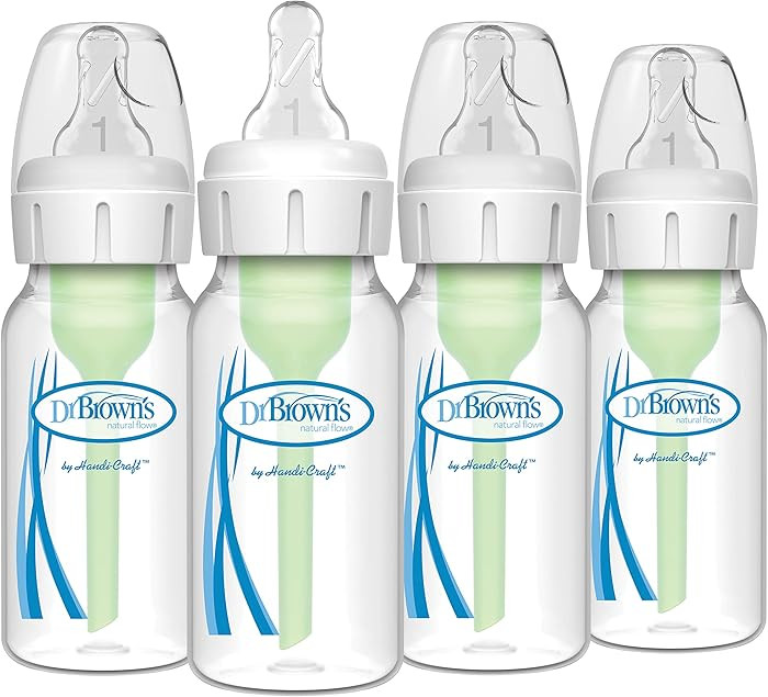 Dr. Brown's Natural Flow Anti-Colic Options+ Narrow Baby Bottle, 4 oz/120 mL, with Level 1 Slow F... | Amazon (US)
