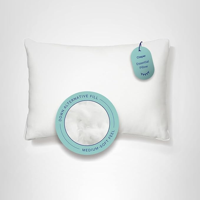 Casper Essential Pillow for Sleeping, Standard, White, Two Pack | Amazon (US)