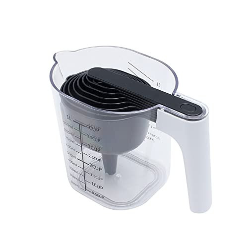 COOK WITH COLOR Measuring Cup Set - 9 PC. Nesting Stackable Liquid Measure Cup, Dry Measuring Cups and Spoons with Funnel and Scraper (Black) | Amazon (US)