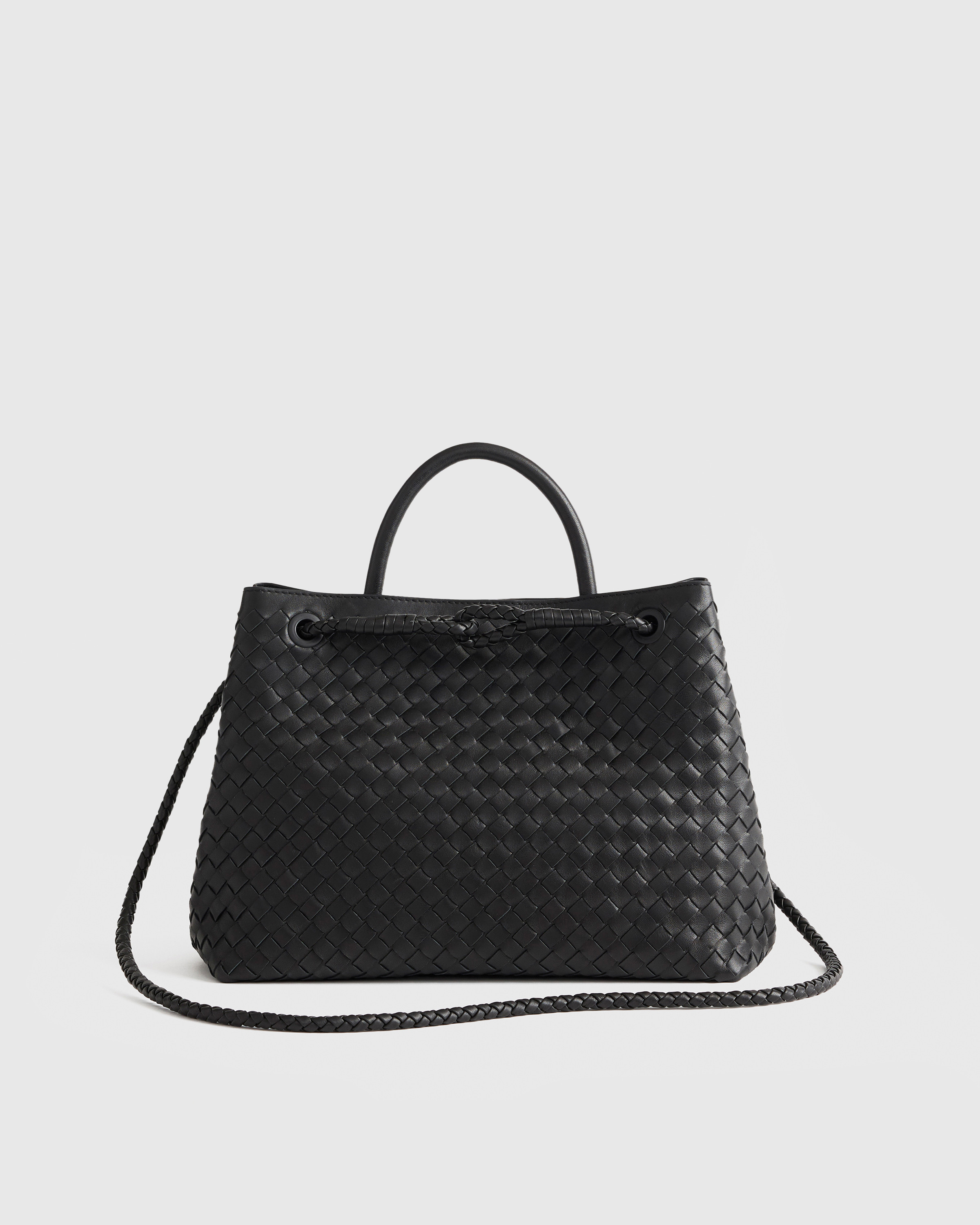Quince | Women's Romy Handwoven Satchel in Black, Italian Leather | Quince