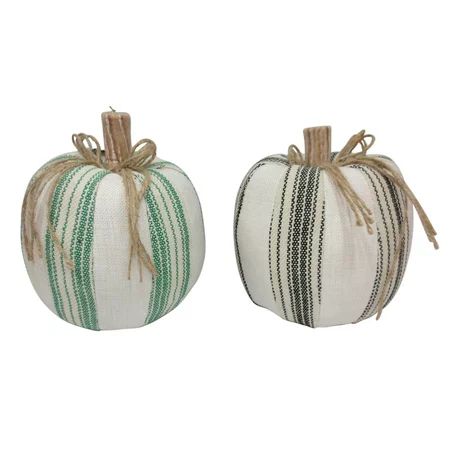 Way to Celebrate Thanksgiving Multicolor Striped Fabric Pumpkins Decoration (8.5 in), Set of 2 - ... | Walmart (US)