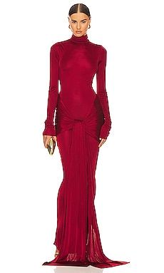Helsa Slinky Jersey Sarong Maxi Dress in Samba Red from Revolve.com | Revolve Clothing (Global)