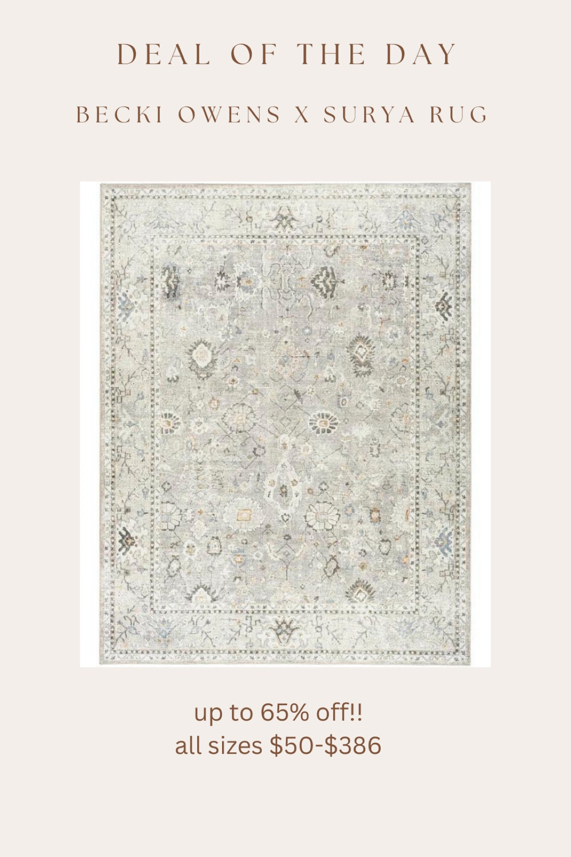 One of the best sales I've ever seen for a Becki Owens x Surya rug 😍🙌🏻 all sizes $50-$386!!
The texture of their rugs is my favoriteeee.
Check the photos for a closeup! So stunning



#LTKCyberWeek #LTKhome #LTKsalealert