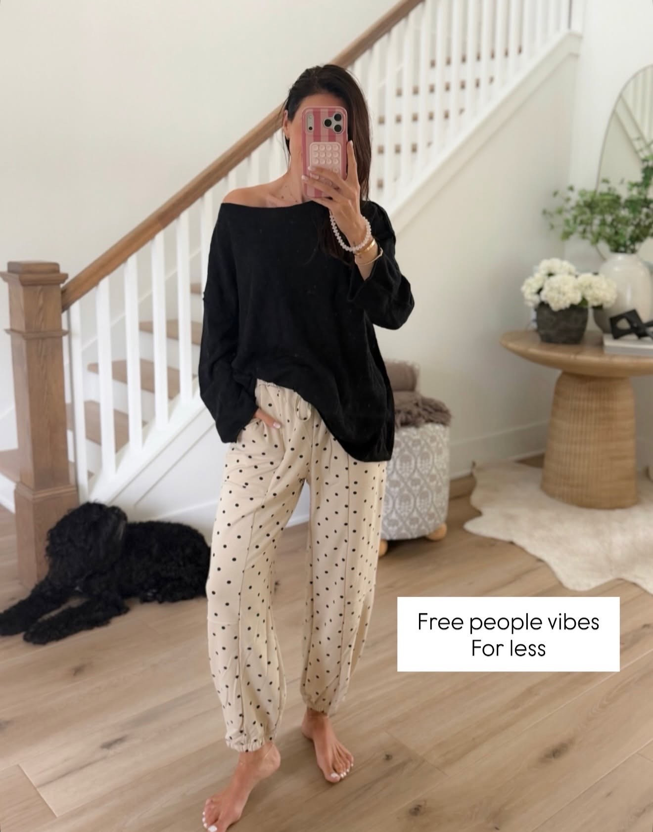 These polka dot pants have that relaxed Free People feel for a fraction of the price. I love them with an oversized black top for an easy, slouchy outfit that still feels cute enough to wear out.

polka dot pants, Free People inspired, relaxed pants, casual outfit, black top, neutral outfit, affordable fashion, everyday style, comfy outfit, transitional fashion, annabrstyle

#LTKSeasonal #LTKootd #LTKOver40