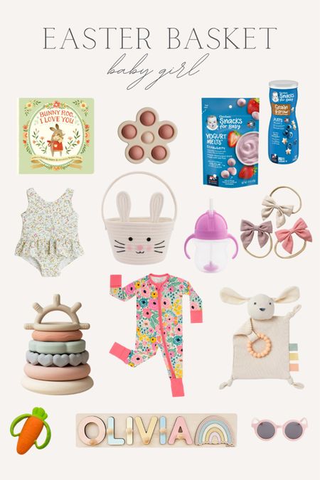 Baby girl Easter basket inspiration 🩷🐣🐰 These are some ideas I’m using for my 8 month old baby’s Easter basket! #easter #easterbasket #easterbasketideas #babyeasterbasket 

#LTKkids #LTKbaby #LTKSeasonal