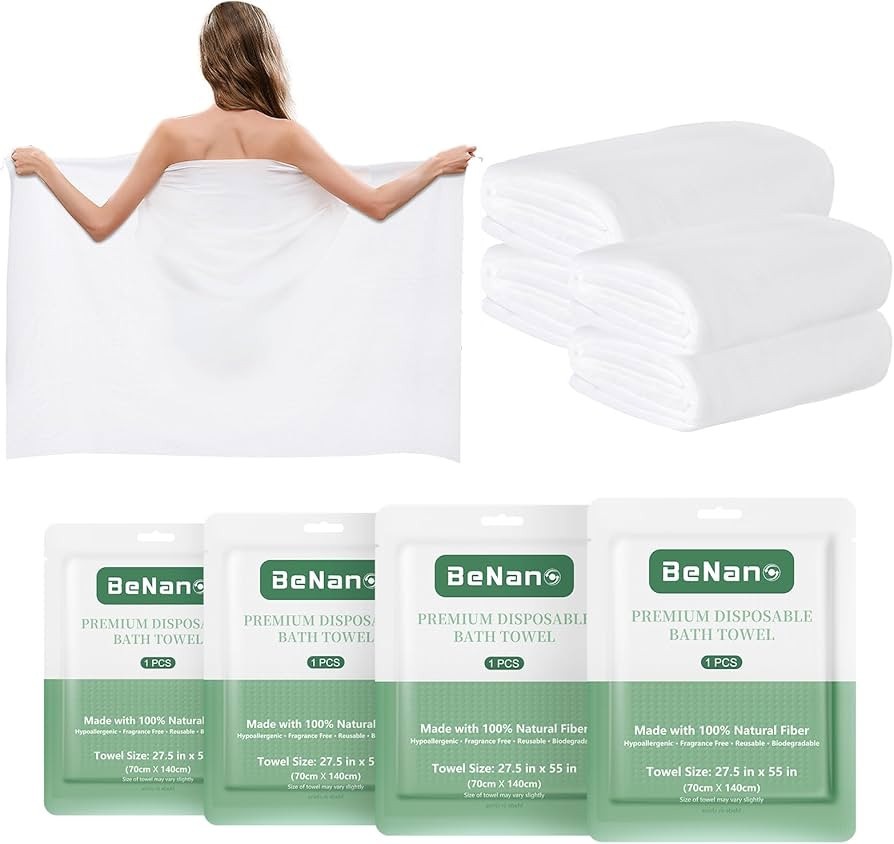 Premium Disposable Towel, 100% USDA Biobased 55 in x 27.5 in Large Bath Towel Travel Towel Washcl... | Amazon (US)