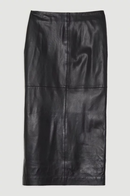 Leather Clean Pencil Midi Skirt | Karen Millen US