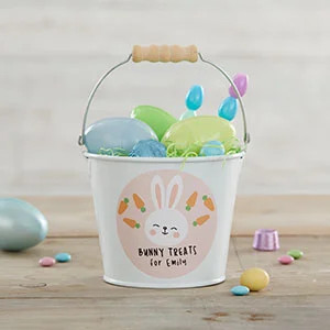 Bunny Treats Personalized Mini Treat Bucket - White | Personalization Mall