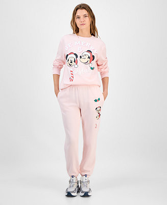 Disney Juniors' Mickey & Minnie Holiday Graphic Jogger Sweatpants - Macy's | Macy's