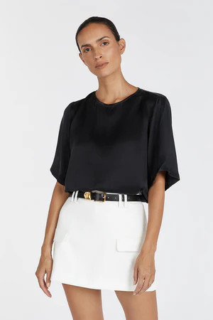 LAYLA  BLACK SILK TEE | DISSH