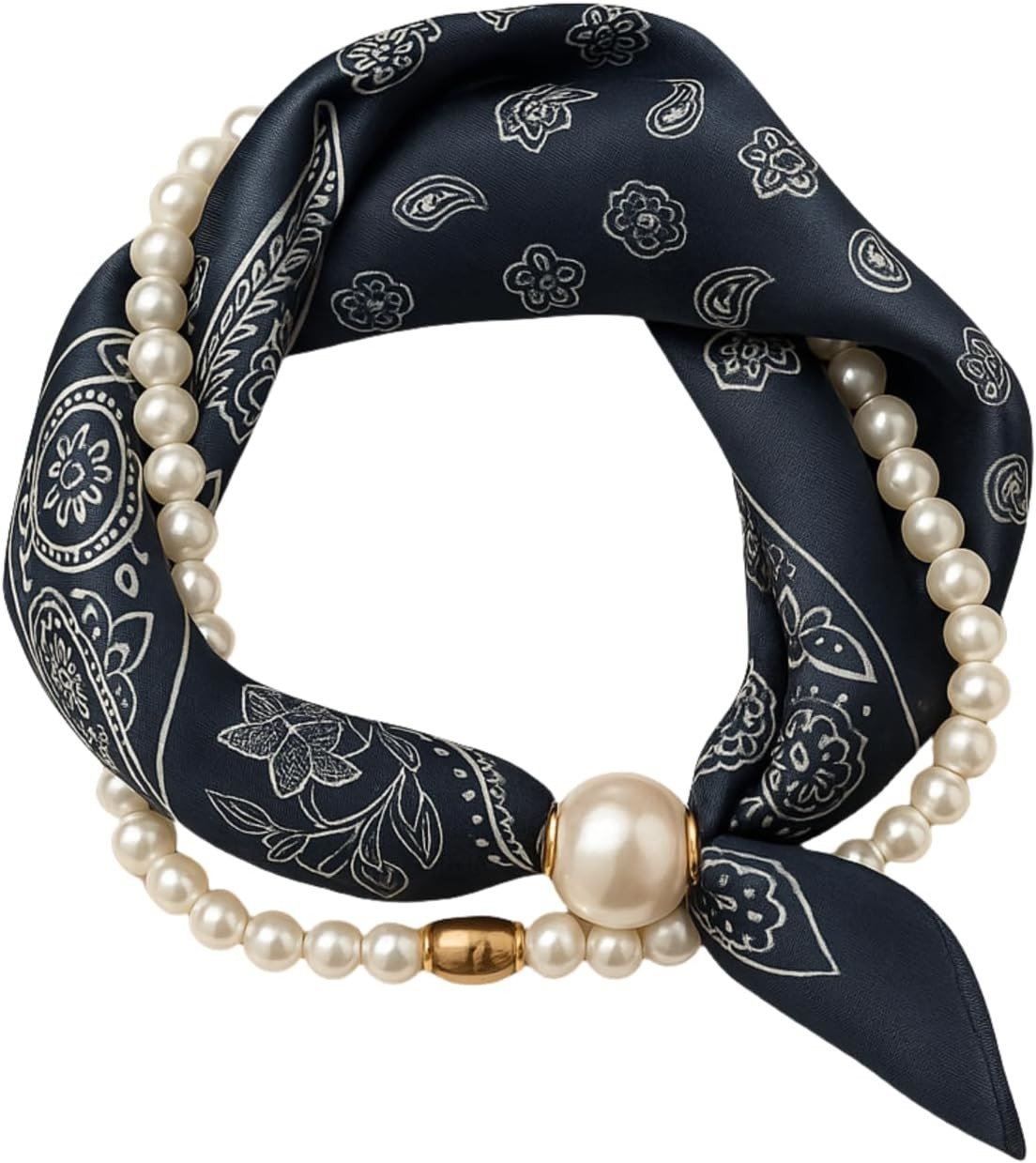 Women’s Magnetic Silk Necklace Scarf with Charm Buckle Satin Square for Neck Retro Paisley Floral Print | Amazon (US)